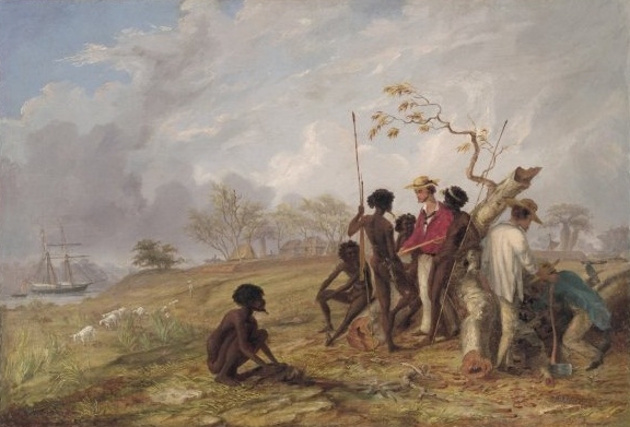 Thomas Baines with Aborigines near the mouth of the Victoria River